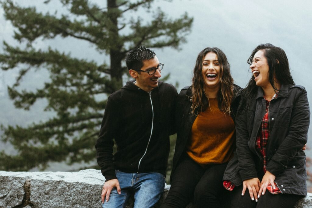 A group of people laughing